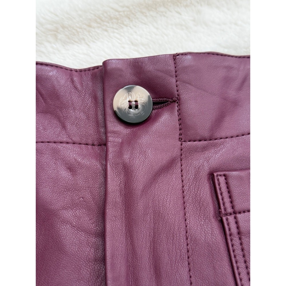 Maeve Anthropologie Colette Cropped Faux Leather Wide Leg Pants Burgundy Plum 28 - Picture 5 of 12